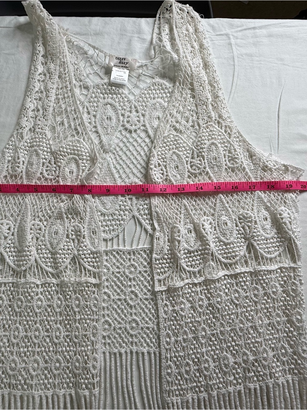 Dizzy Lizzy White Crochet Fringe Vest - Picture 5 of 6